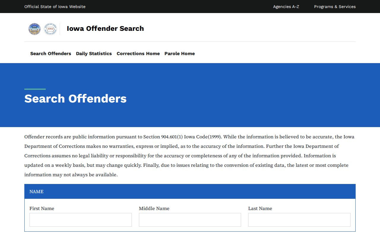Iowa corrections search for Jackson County state records and photos