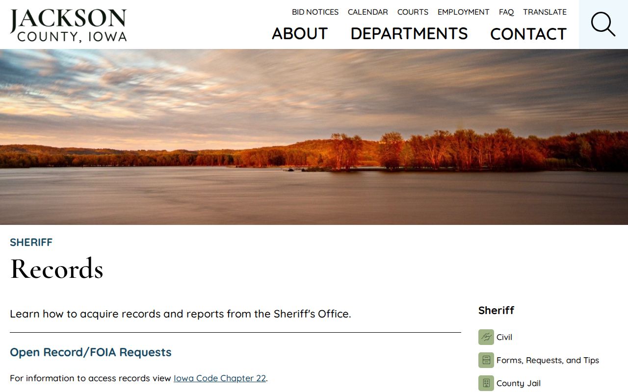 Jackson County Sheriff booking and arrest records request instructions