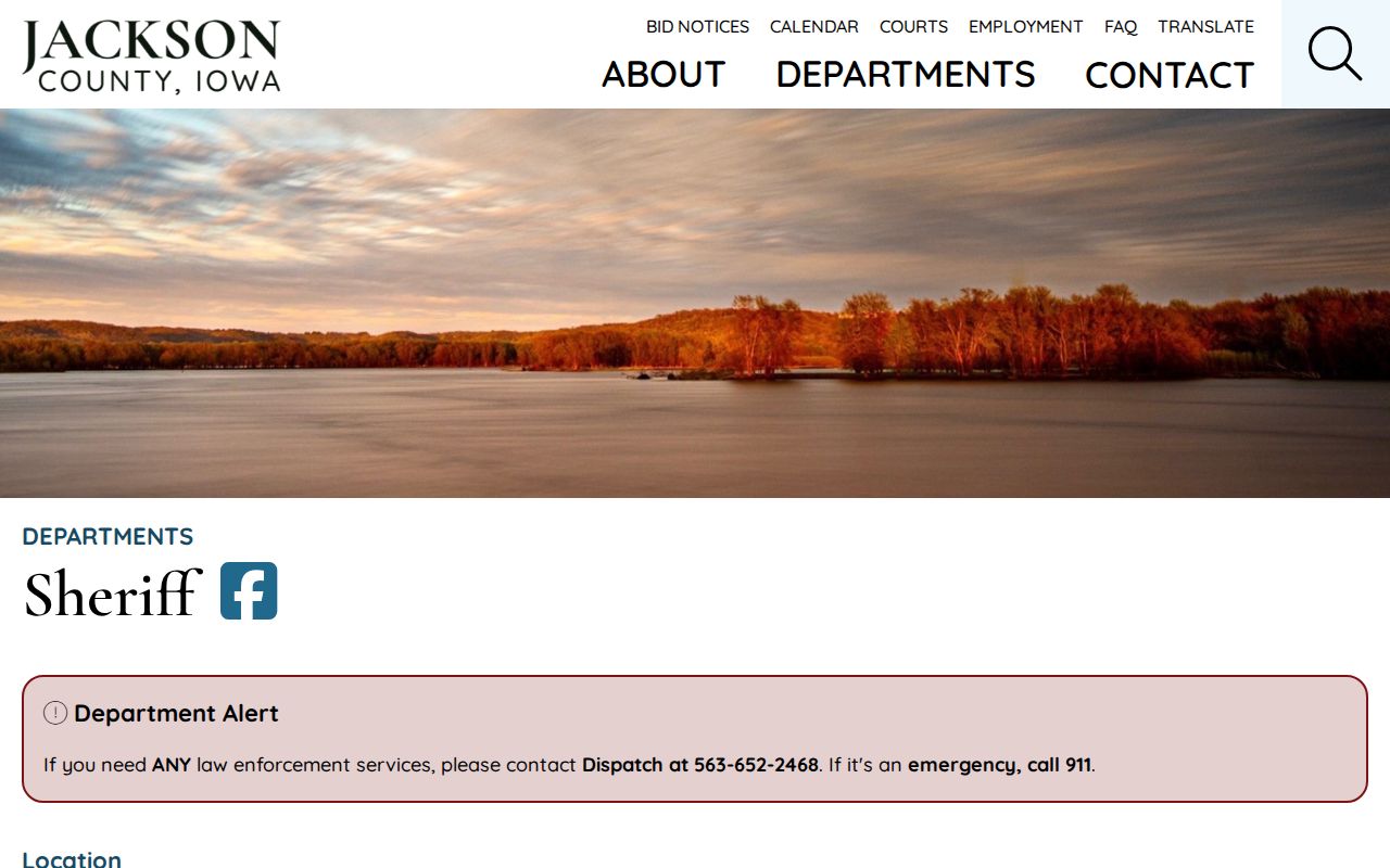 Jackson County Iowa Sheriff navigation without a wanted list
